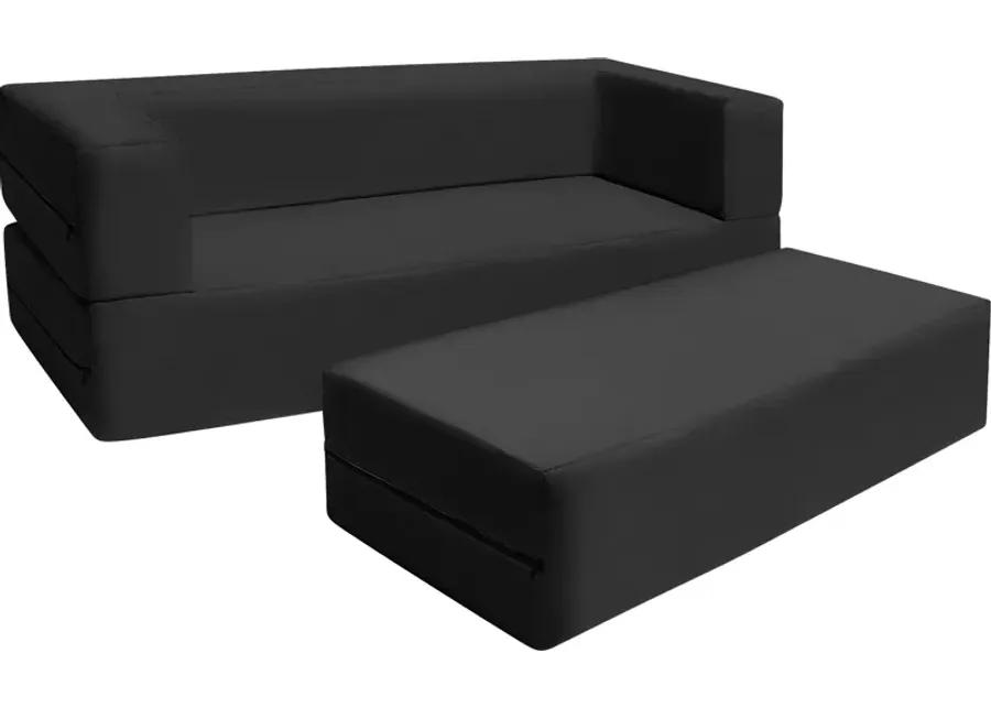 Kids Cubex Black Convertible Sofa and Ottoman