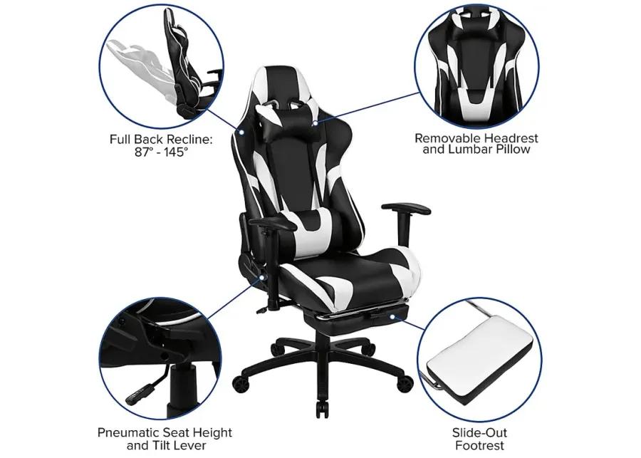 Trexxe White Ergonomic PC Gaming Chair with Footrest