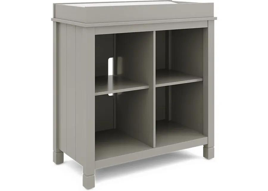 Kids Cottage Colors Gray Bookcase with Changing Tray