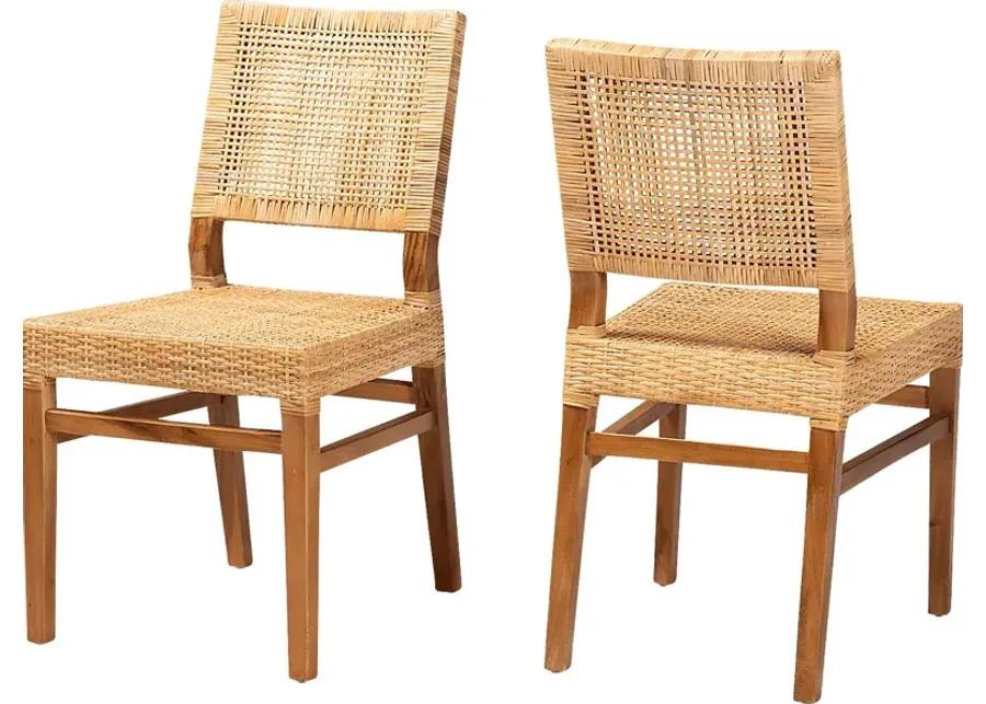 Elesya Brown Side Chair Set of 2