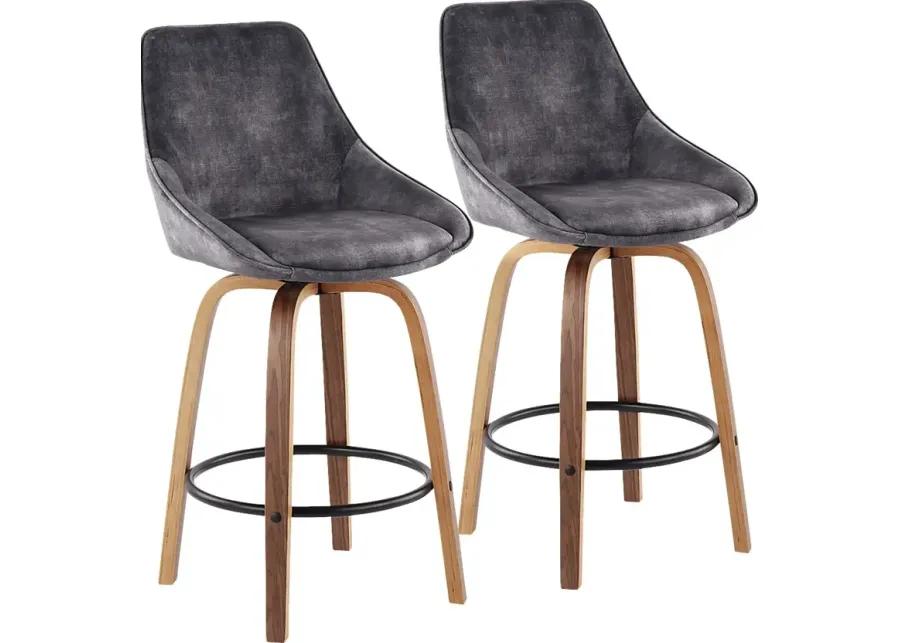 Dellrey Gray Counter Height Stool, Set of 2