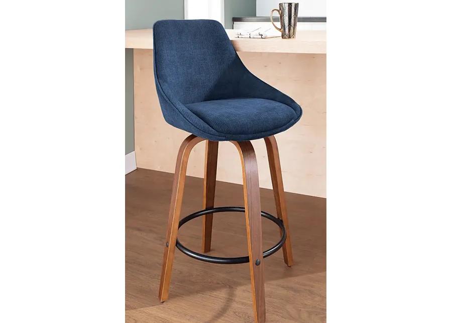 Dellrey Navy Counter Height Stool, Set of 2