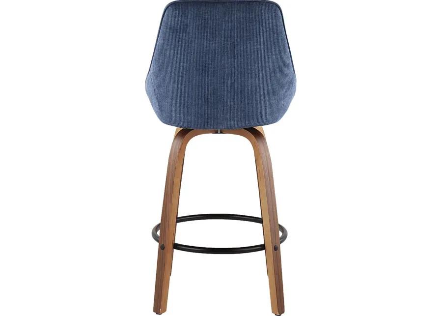 Dellrey Navy Counter Height Stool, Set of 2