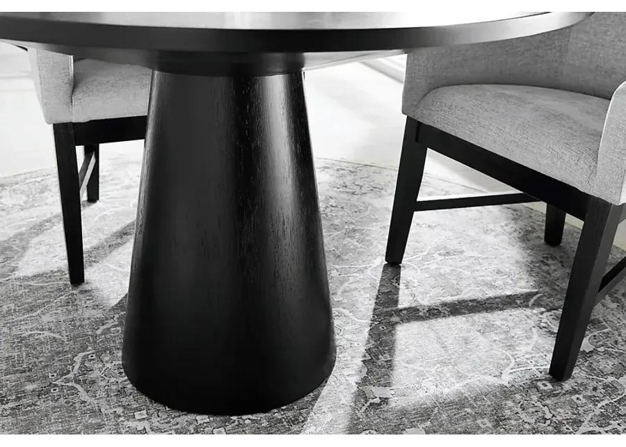 Kendall Black 5 Pc 59"" Round Dining Room with White Side Chairs