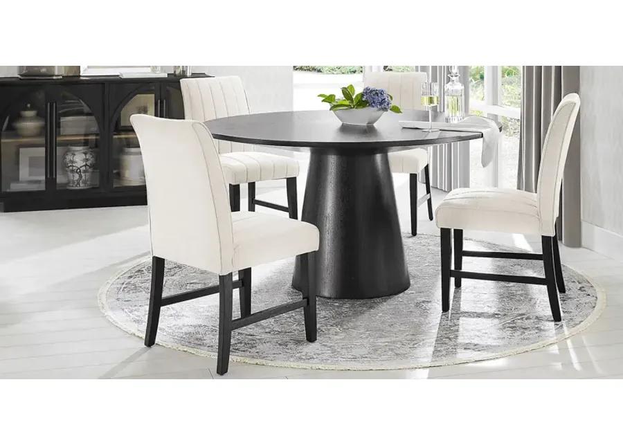 Kendall Black 5 Pc 59"" Round Dining Room with White Side Chairs