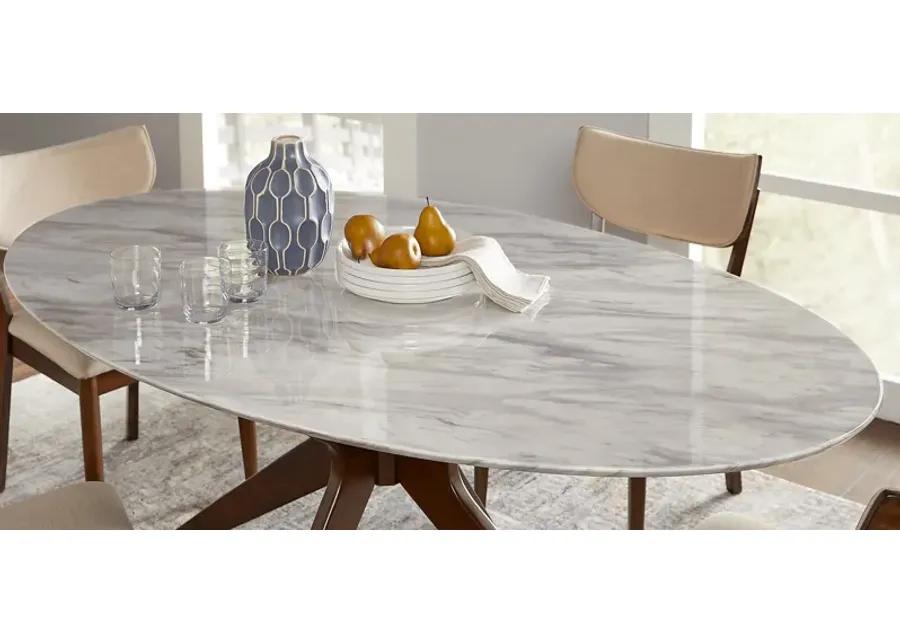 Delmon White Oval Dining Table