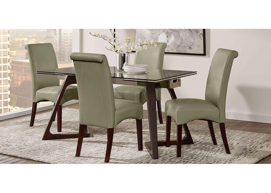 Amhearst Brown 5 Pc Rectangle Dining Set with Green Chairs