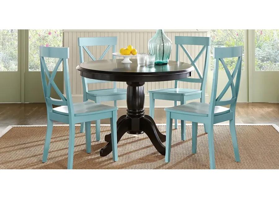 Brynwood Black 5 Pc Round Dining Set with Blue Chairs