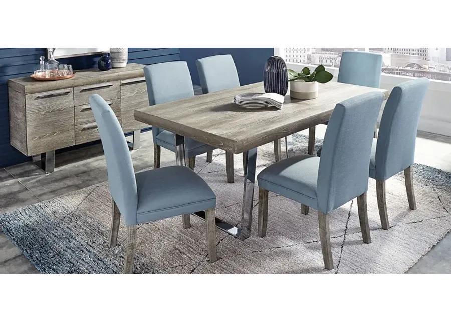 San Francisco Gray 7 Pc Dining Room with Blue Chairs