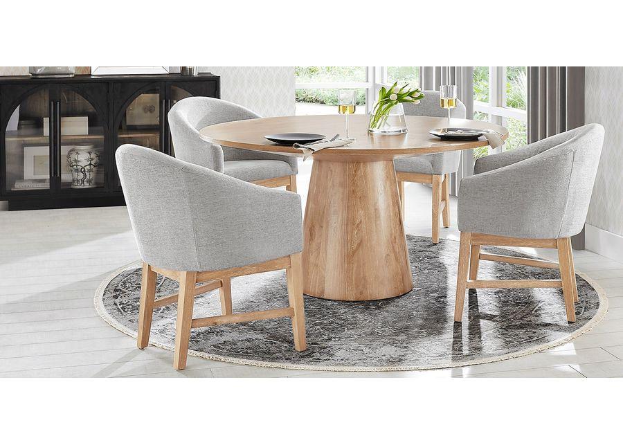 Kendall Natural 5 Pc 59"" Round Dining Room with Gray Arm Chairs