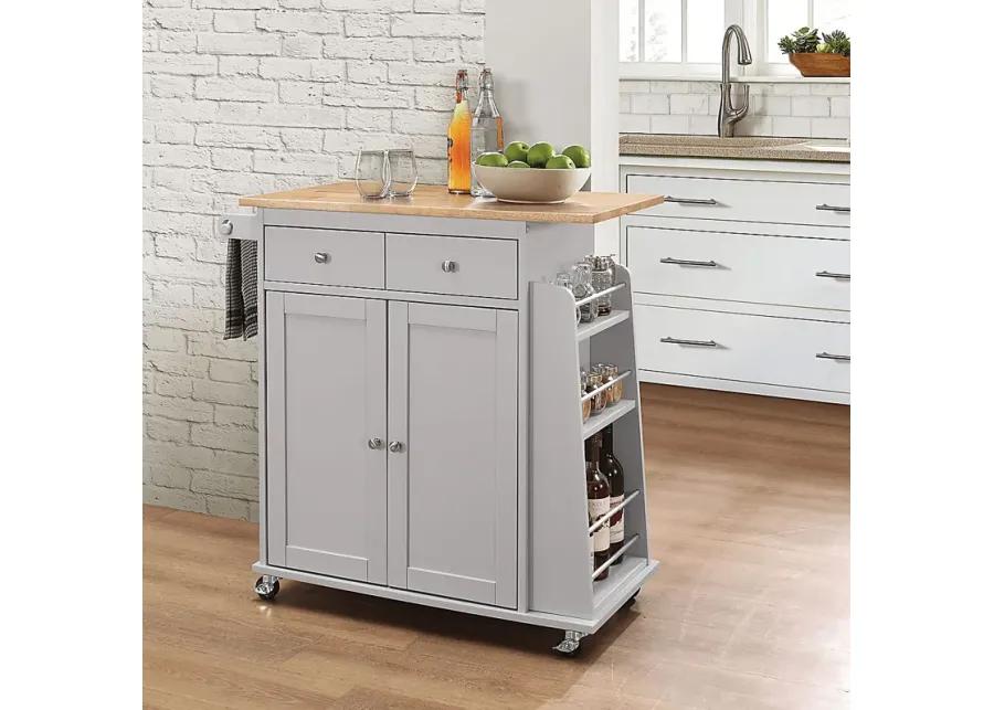 Tullarick Gray Kitchen Cart