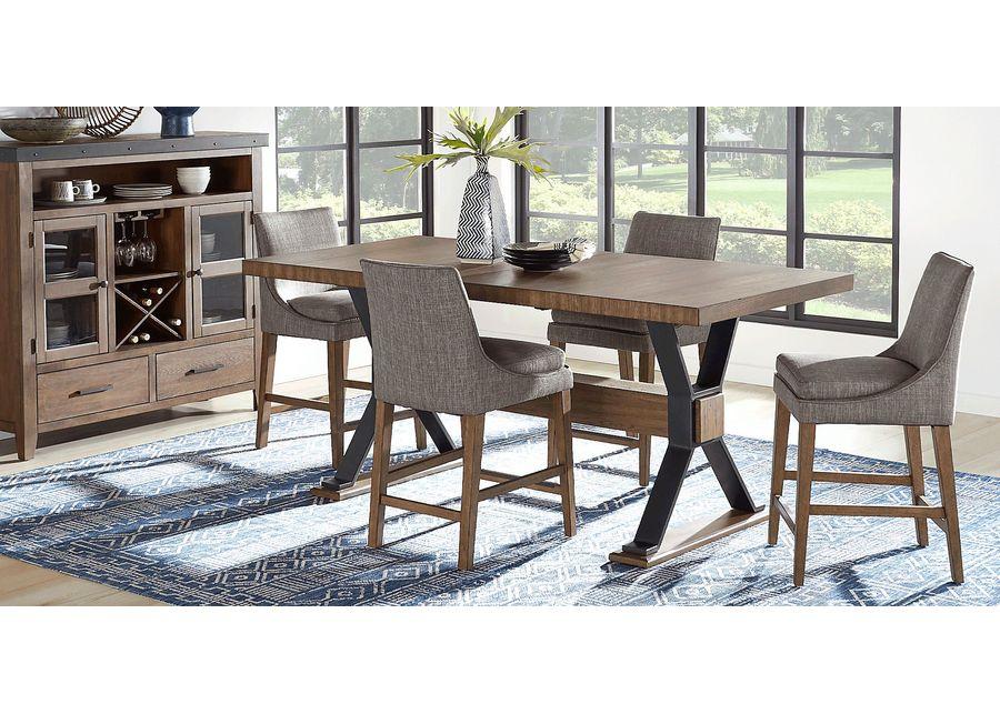 Hazelnut Woods 5 Pc Brown Counter Height Dining Room with Upholstered Stools