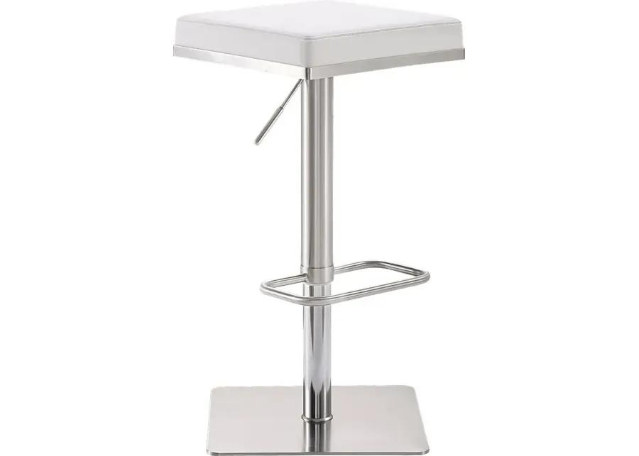 Bari White Adjustable Swivel Barstool