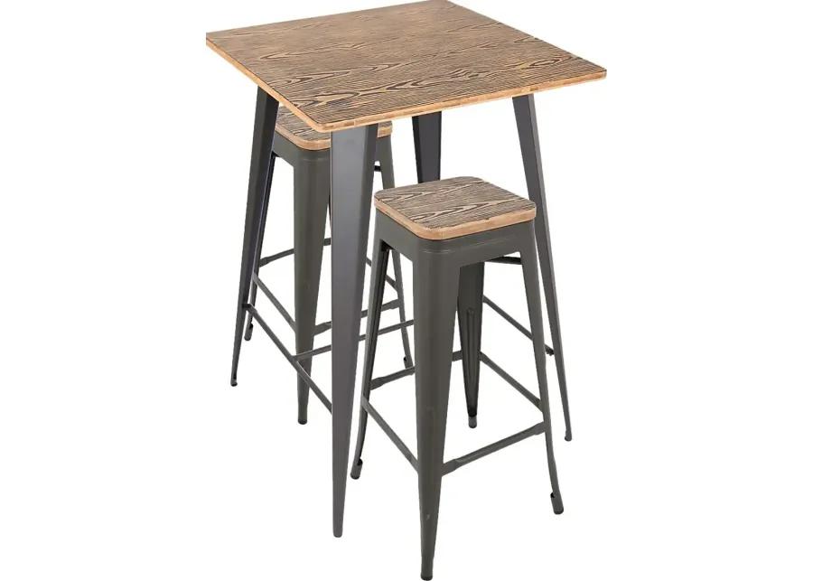 Aldersyde Brown 3 Pc Bar Height Table Set