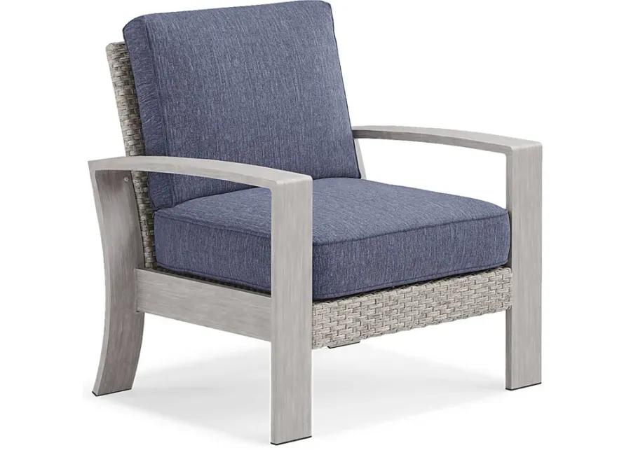 Sun Valley Light Gray 4 Pc Outdoor Seating Set with Blue Cushions