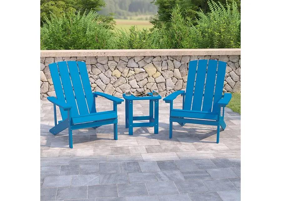 Outdoor Charleslynn Blue Adirondack Chairs and Side Table