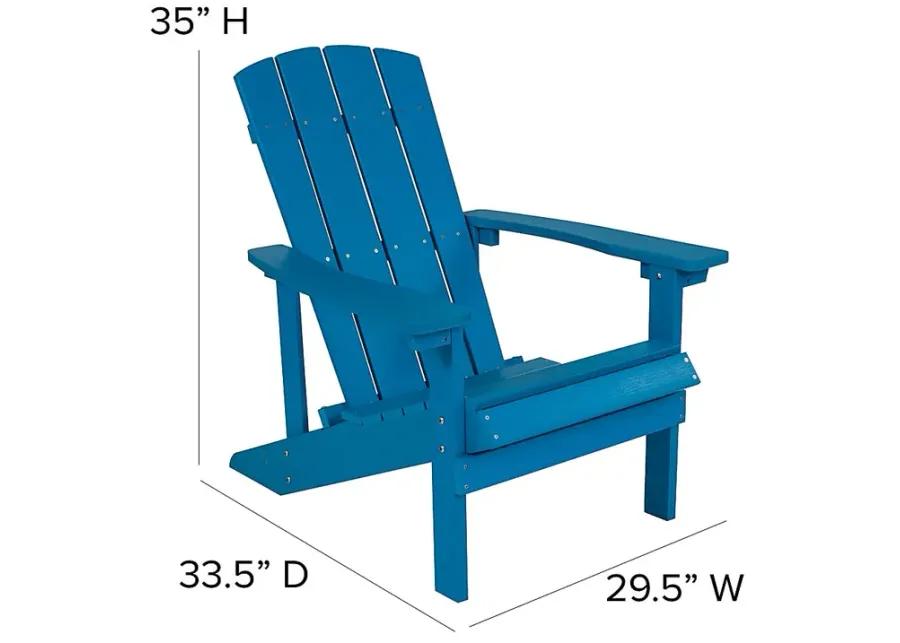 Outdoor Charleslynn Blue Adirondack Chairs and Side Table