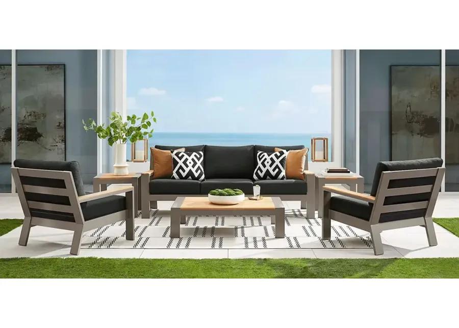 Solana Taupe 4 Pc Outdoor Sofa Seating Set With Charcoal Cushions