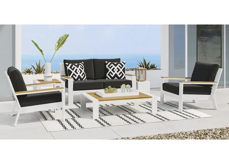 Solana White 4 Pc Outdoor Loveseat Seating Set With Charcoal Cushions