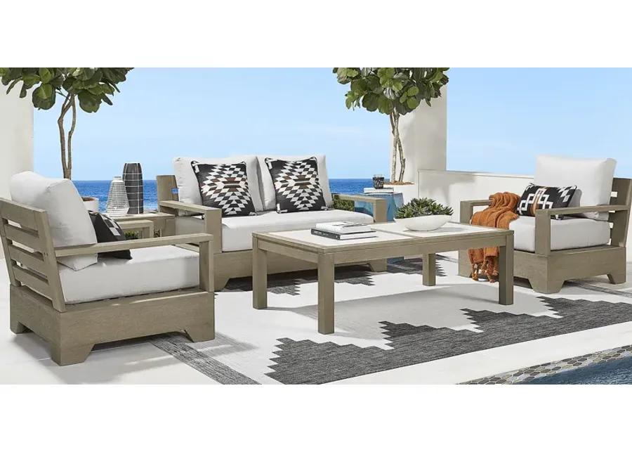 Lake Tahoe Gray 4 Pc Outdoor Loveseat Seating Set with Seagull Cushions