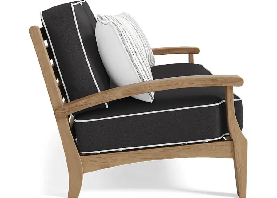 Pleasant Bay Teak 4 Pc Outdoor Loveseat Seating Set with Charcoal Cushions