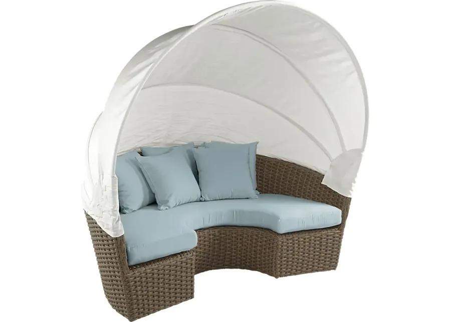 Palisades Brown Outdoor Daybed with Blue Cushions