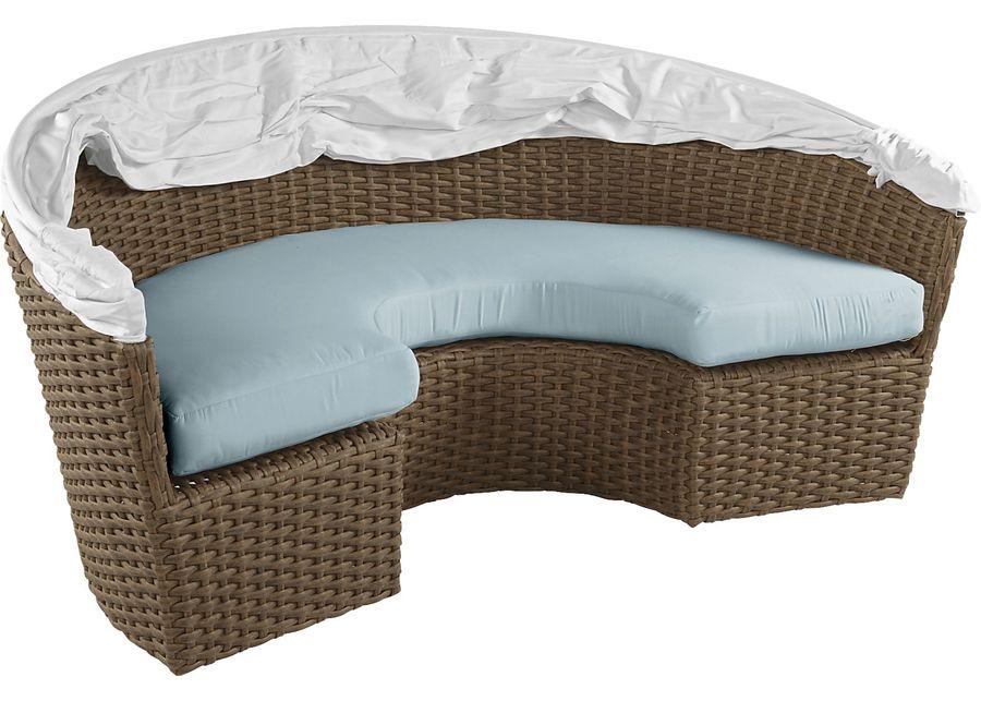 Palisades Brown Outdoor Daybed with Blue Cushions