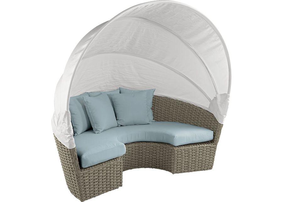 Palisades Gray Outdoor Daybed with Blue Cushions