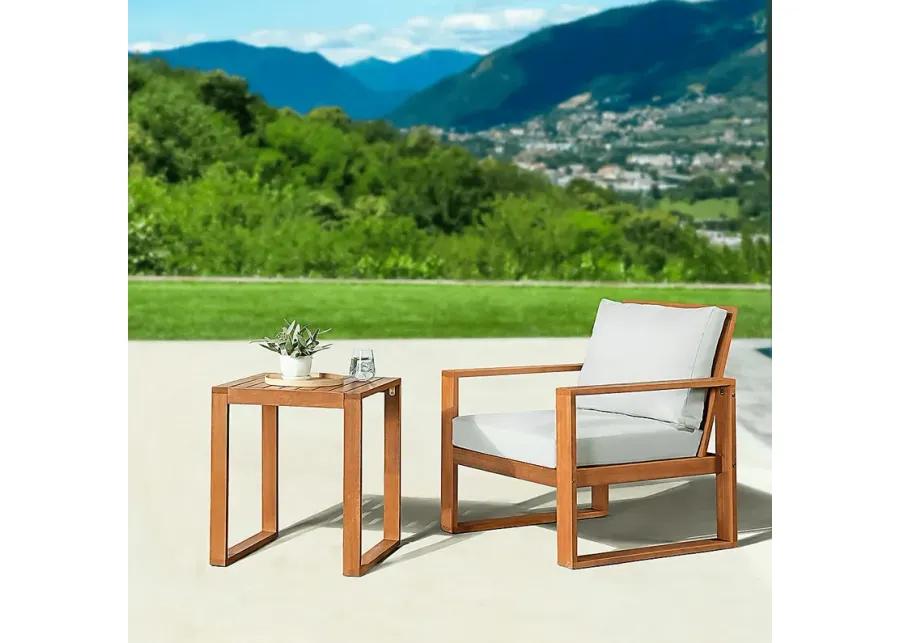 Outdoor Woodlen Brown Dining Chair and Cocktail Table Set