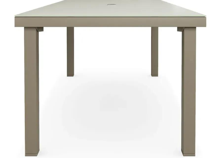 Solana Taupe 70 in. Glass Rectangle Outdoor Dining Table