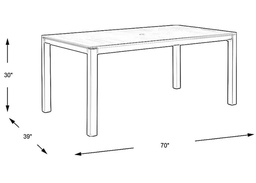 Solana Taupe 70 in. Glass Rectangle Outdoor Dining Table