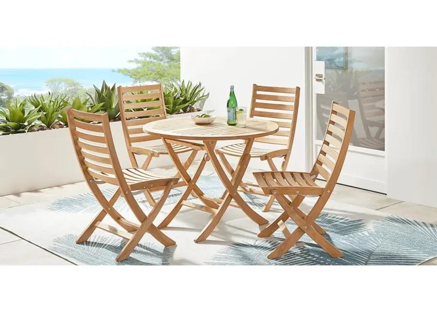 Nantucket Natural 5 Pc Outdoor Folding Dining Set