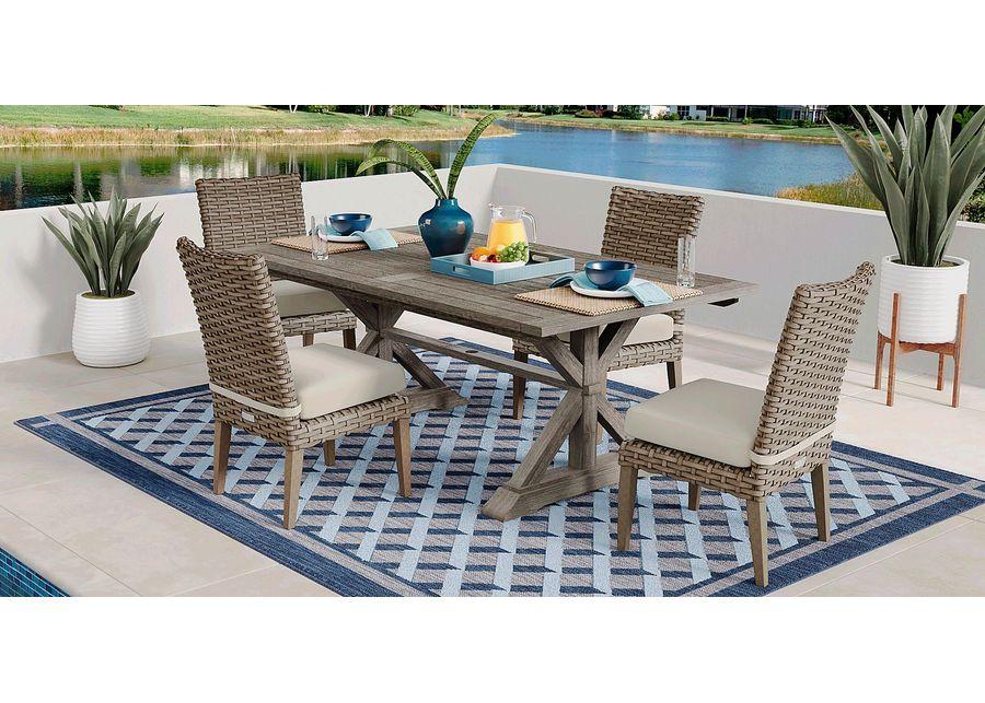 Siesta Key Light Wood 76 in. Rectangle Outdoor Dining Table