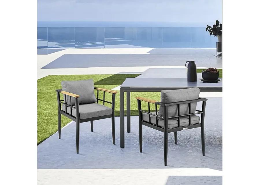 Outdoor Aurania Black Arm Chair, Set of 2