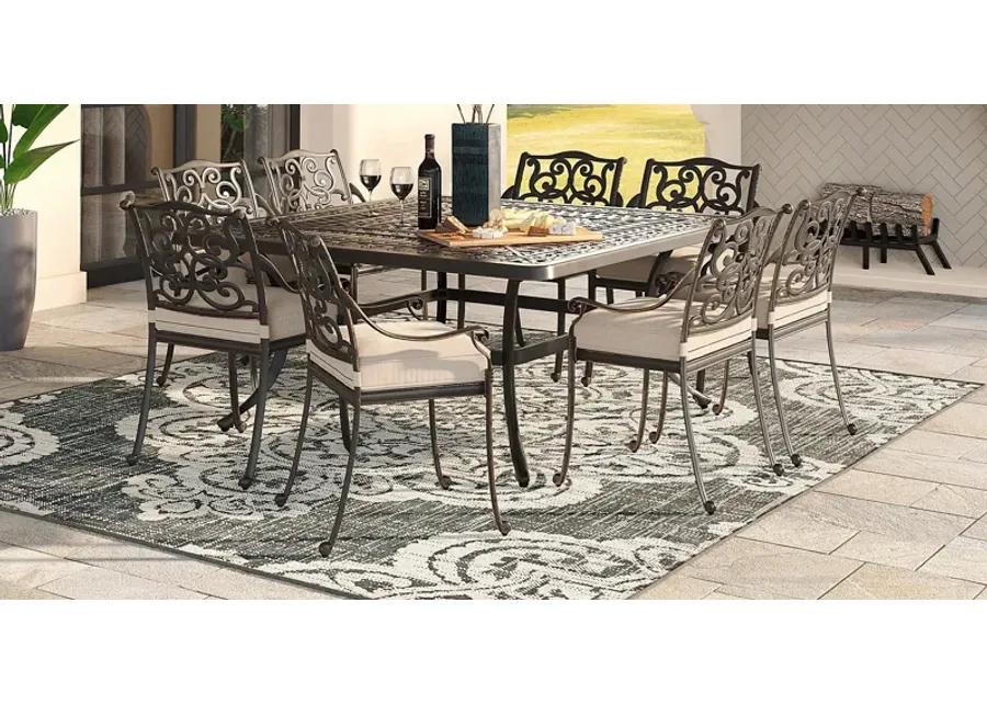 Lake Como Antique Bronze 9 Pc Square Outdoor Dining Set with Coconut Cushions