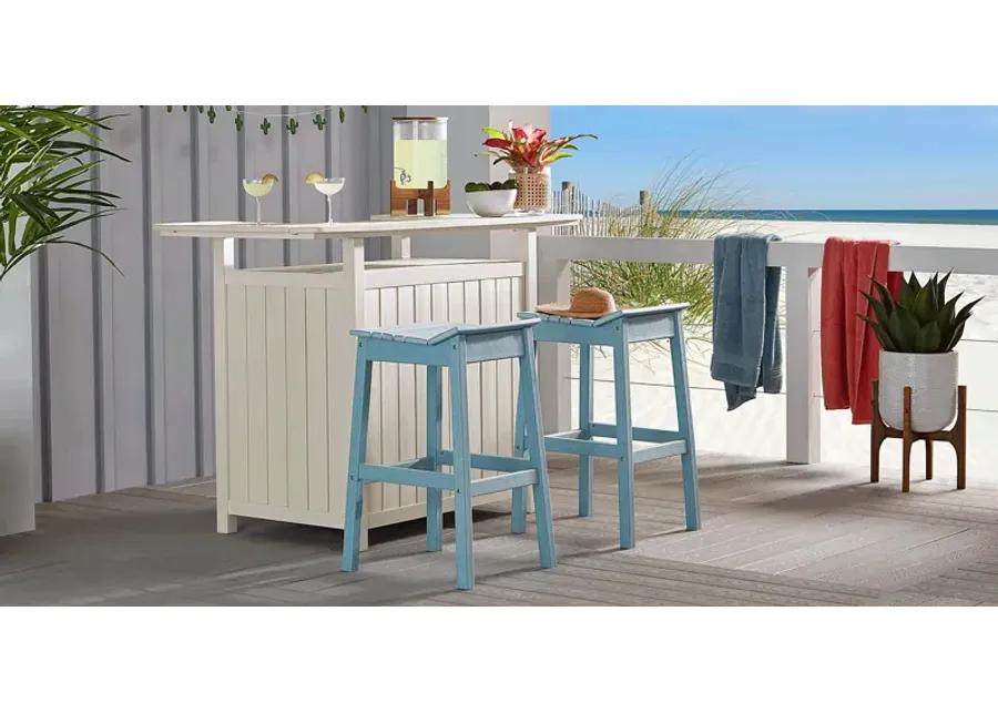 Addy White 3 Pc Outdoor Bar Set with Sky Barstools