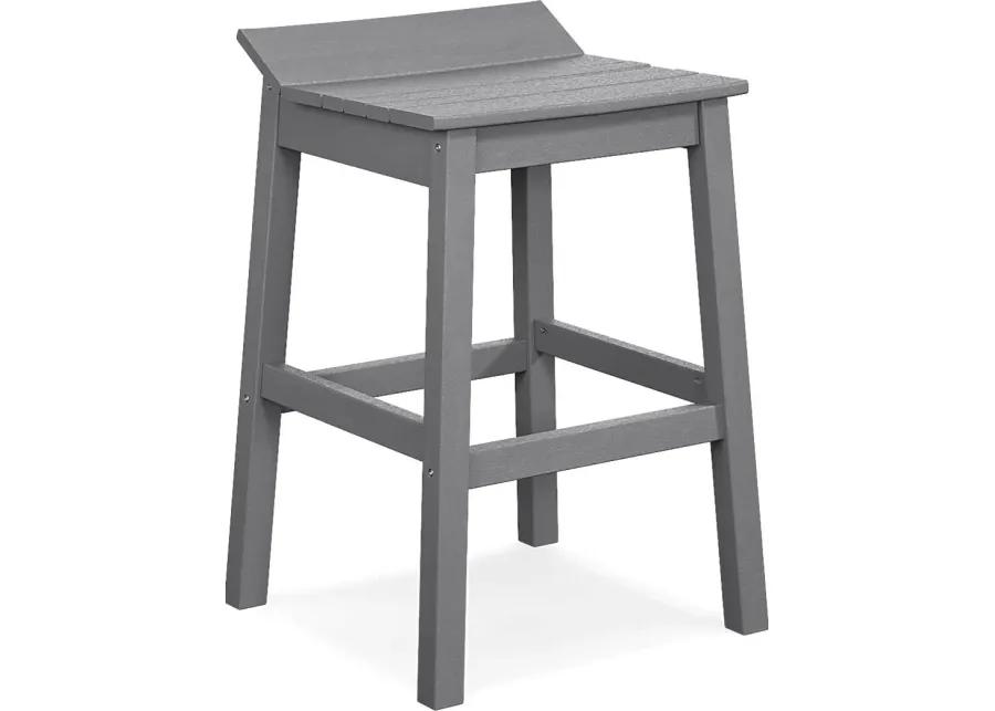 Addy White 5 Pc Outdoor Bar Dining Room with Gray Barstools