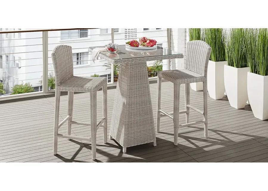 Patmos Gray Wicker 3 Pc 36 in. Square Bar Height Outdoor Dining Set