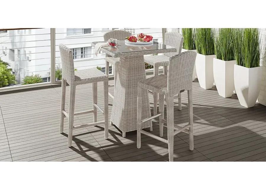 Patmos Gray Wicker 5 Pc 36 in. Square Bar Height Outdoor Dining Set