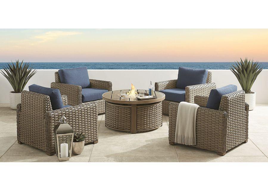 Siesta Key Driftwood Outdoor Chair with Indigo Cushions