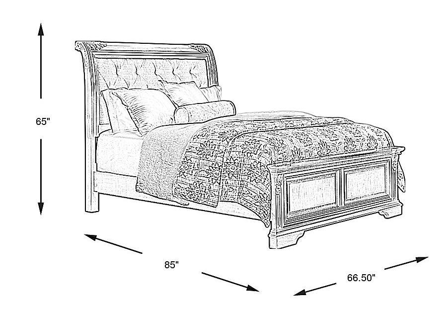 Fuller Brown Cherry 3 Pc Queen Upholstered Sleigh Bed