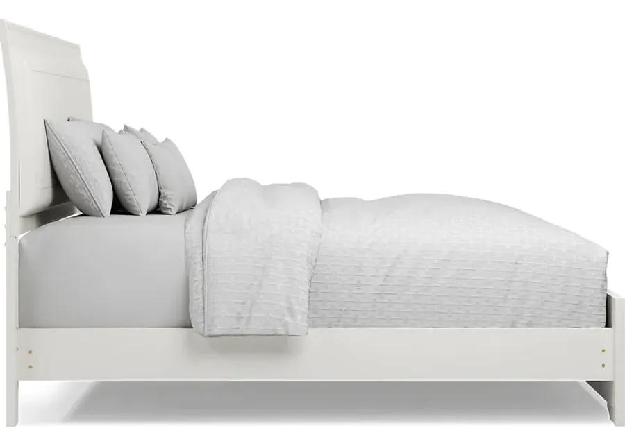 Belcourt White 3 Pc King Upholstered Sleigh Bed