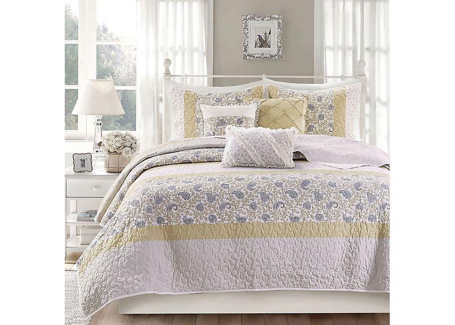 Pabl Yellow 6 pc Full/Queen Quilt Set