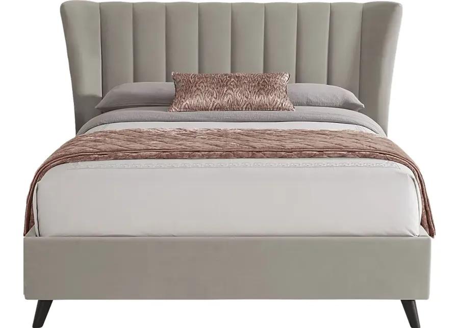 Devon Loft Walnut 5 Pc Bedroom with Nanton Park Gray Queen Upholstered Bed