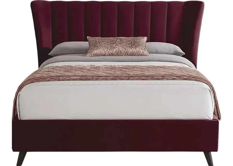 Devon Loft Walnut 7 Pc Bedroom with Nanton Park Red King Upholstered Bed