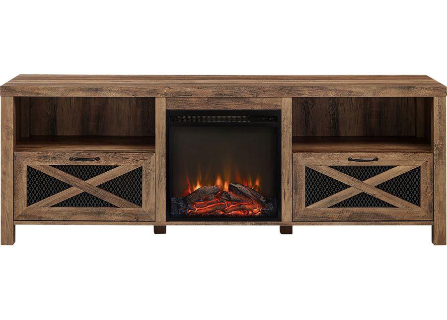 Wynridge Oak 70 in. Console, With Electric Fireplace