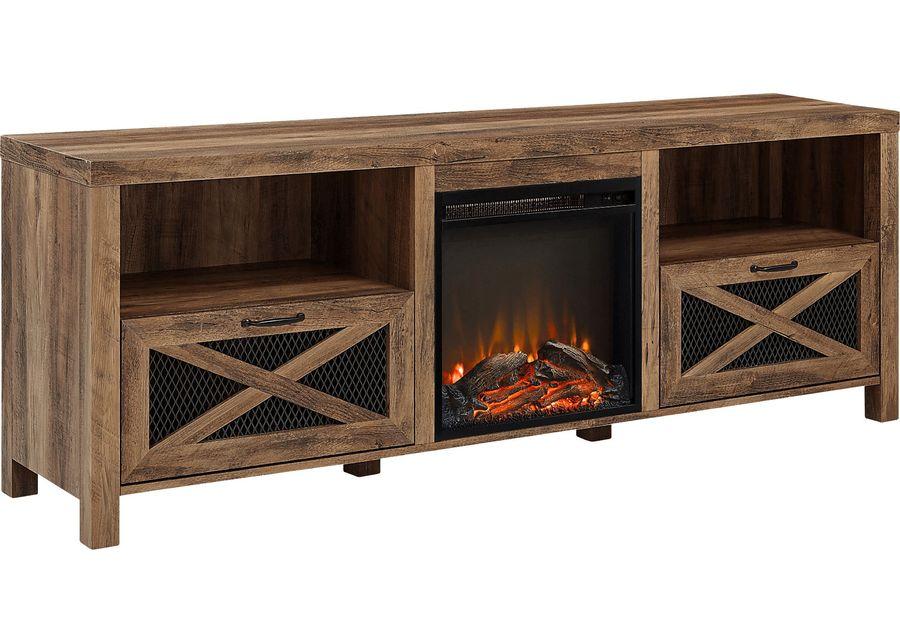 Wynridge Oak 70 in. Console, With Electric Fireplace