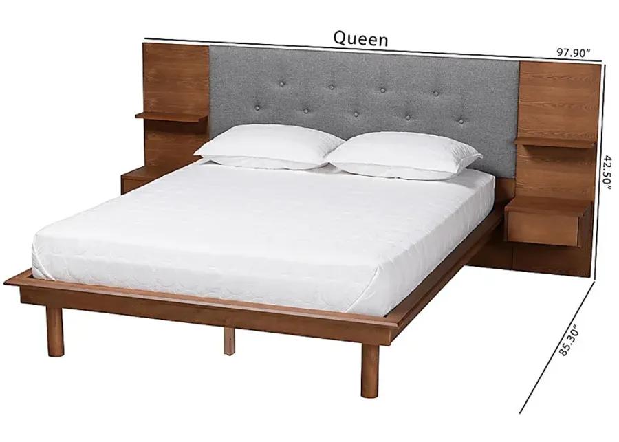 Ihrig Brown Queen Bed with Nightstands