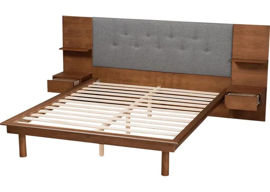 Ihrig Brown Queen Bed with Nightstands