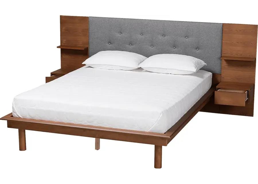 Ihrig Brown Queen Bed with Nightstands